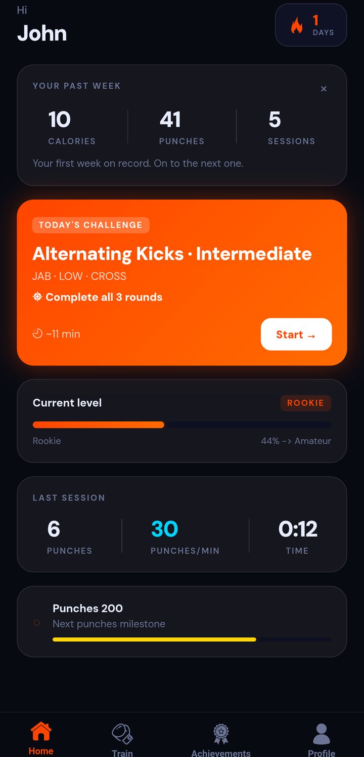 Home screen with the Daily Challenge, level and streak